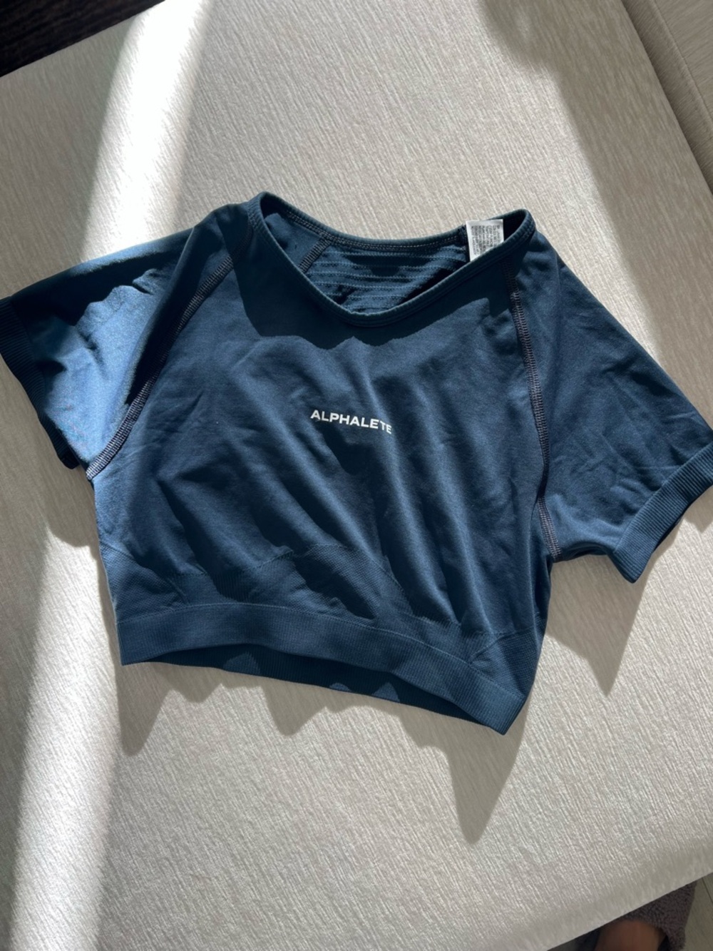 Alphalete Amplify Whale Blue Seamless Crop Tee